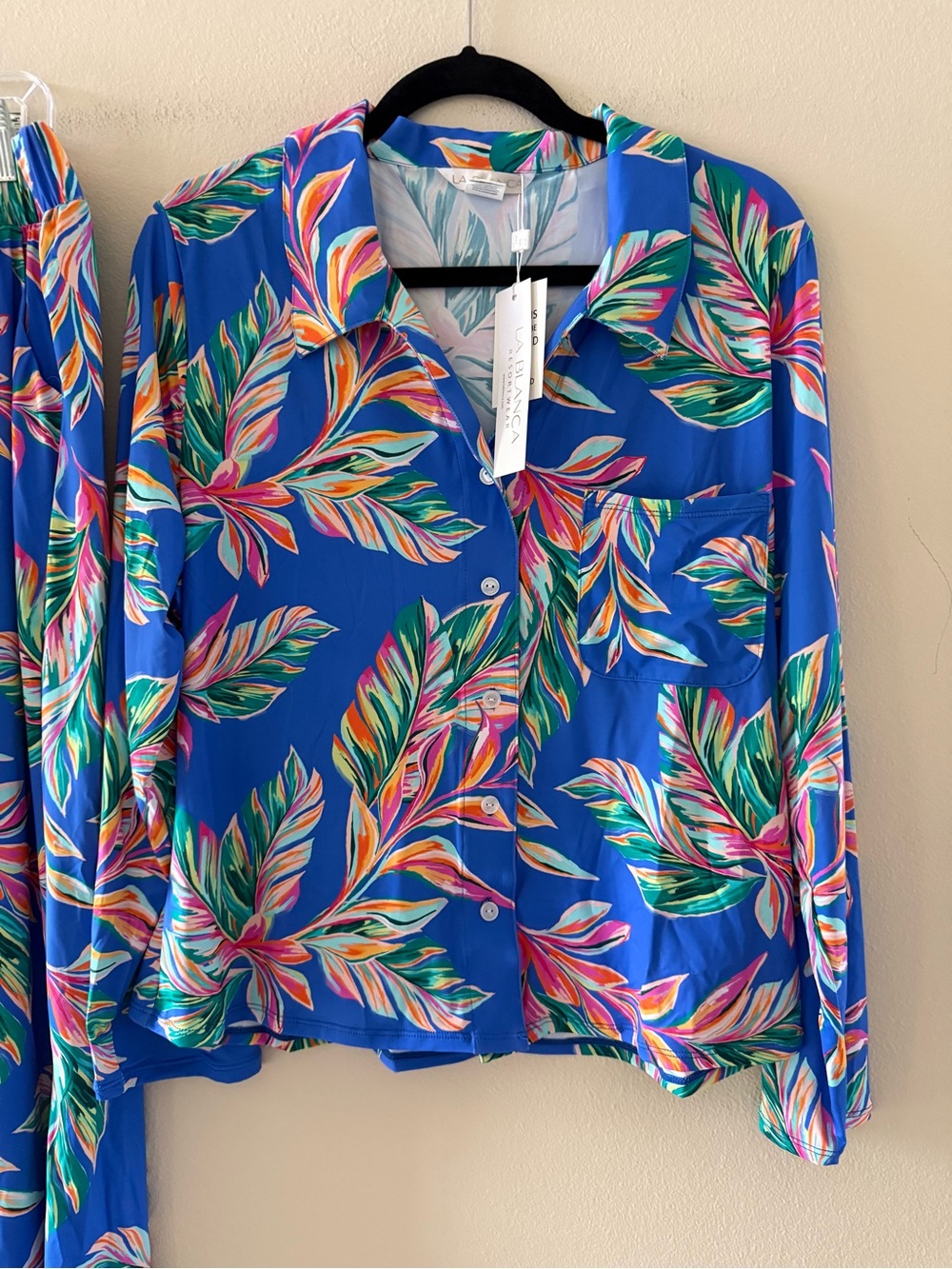 La Blanca Vibrant Blue Tropical Leaf Resort Wear Loungewear Set NEW - Picture 4 of 12